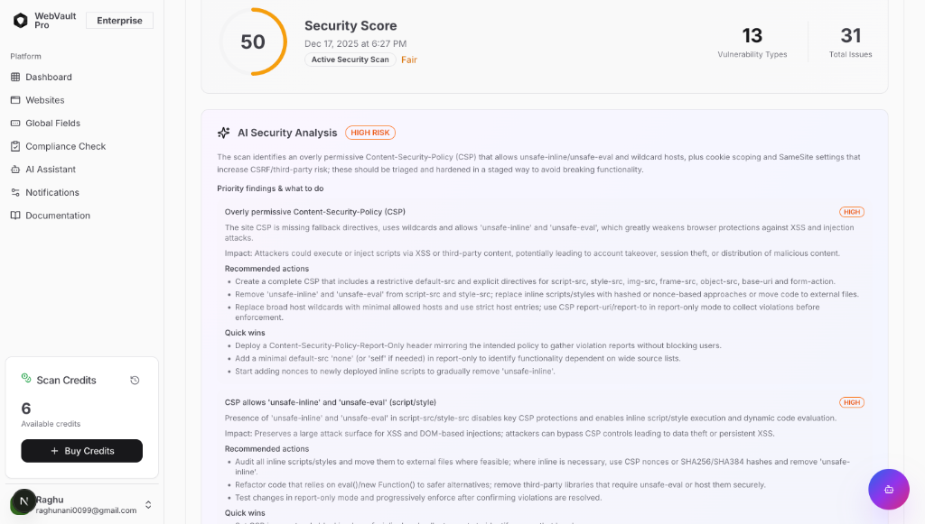 AI Security Analysis Dashboard
